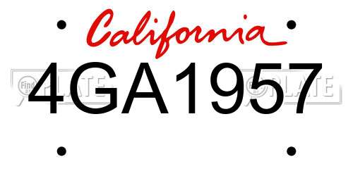 4GA1957 California License Plate