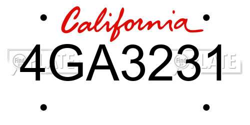 4GA3231 California License Plate
