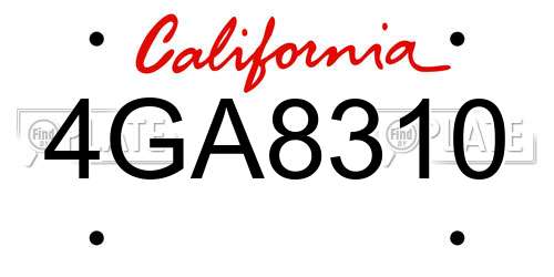 4GA8310 California License Plate