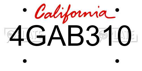 4GAB310 California License Plate