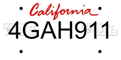 4GAH911 California License Plate