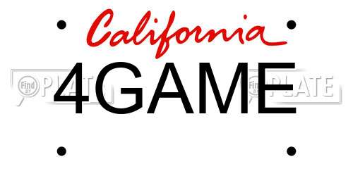 4GAME California License Plate