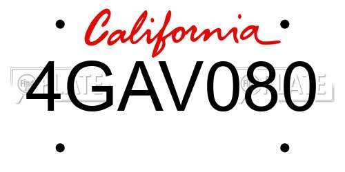 4GAV080 California License Plate