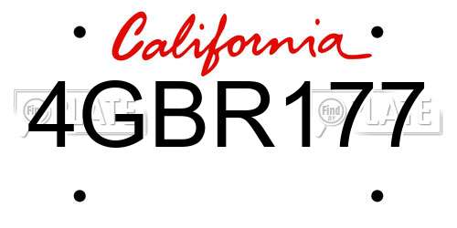 4GBR177 California License Plate