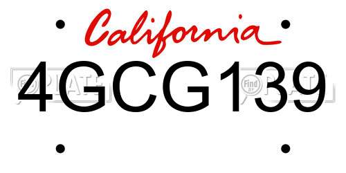 4GCG139 California License Plate