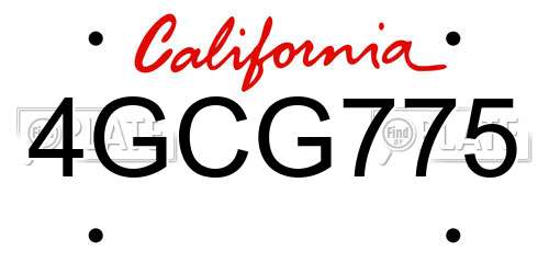 4GCG775 California License Plate