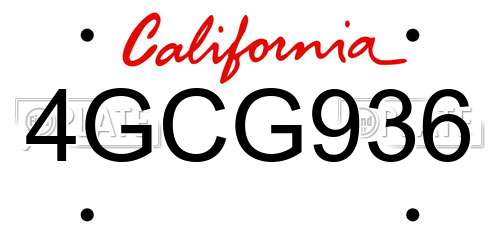 4GCG936 California License Plate