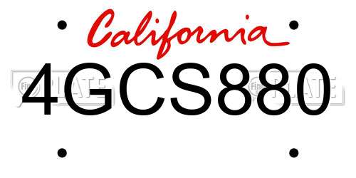 4GCS880 California License Plate