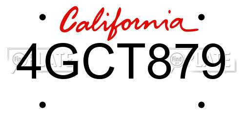 4GCT879 California License Plate