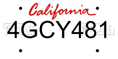 4GCY481 California License Plate