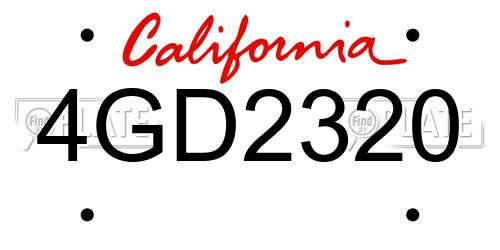4GD2320 California License Plate