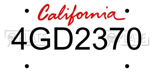 4GD2370 California License Plate
