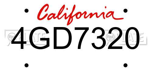 4GD7320 California License Plate