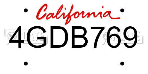 4GDB769 California License Plate
