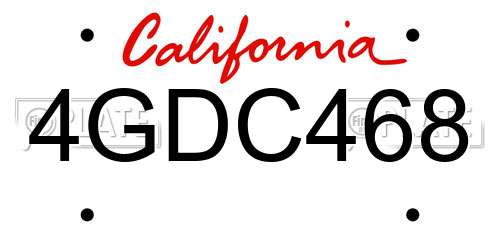 4GDC468 California License Plate
