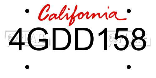 4GDD158 California License Plate
