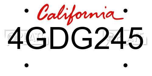 4GDG245 California License Plate