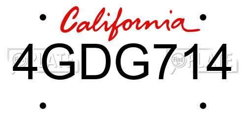 4GDG714 California License Plate