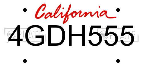 4GDH555 California License Plate