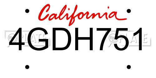 4GDH751 California License Plate