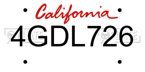 4GDL726 California License Plate