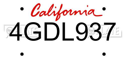 4GDL937 California License Plate