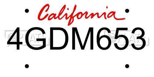 4GDM653 California License Plate