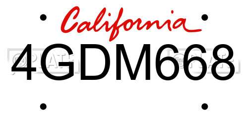 4GDM668 California License Plate