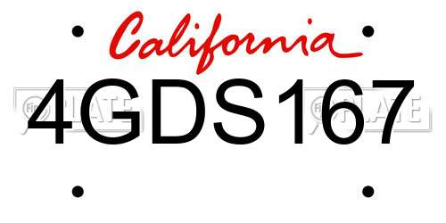 4GDS167 California License Plate
