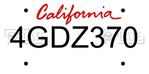 4GDZ370 California License Plate