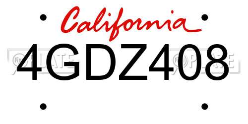 4GDZ408 California License Plate