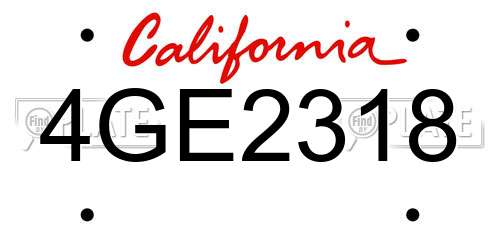 4GE2318 California License Plate