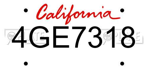 4GE7318 California License Plate
