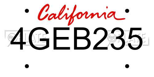 4GEB235 California License Plate