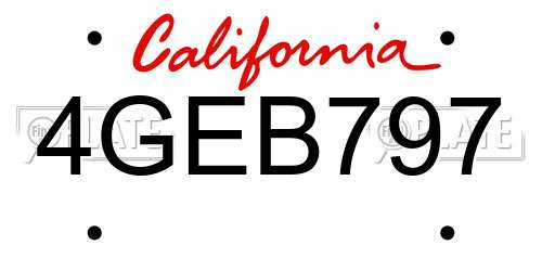 4GEB797 California License Plate
