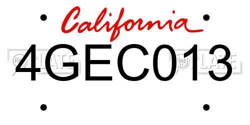 4GEC013 California License Plate