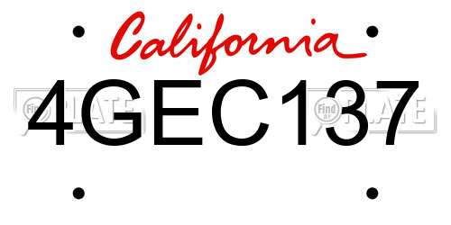 4GEC137 California License Plate
