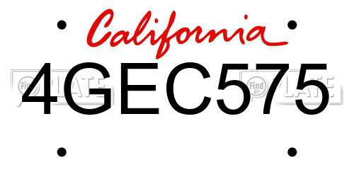 4GEC575 California License Plate