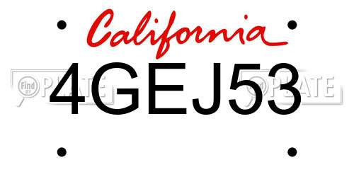 4GEJ53 California License Plate