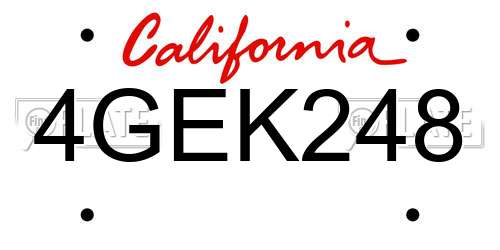 4GEK248 California License Plate