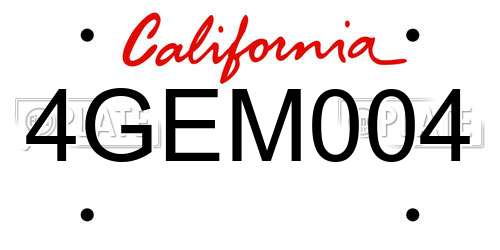 4GEM004 California License Plate