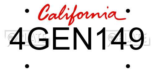 4GEN149 California License Plate