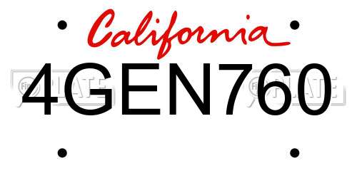 4GEN760 California License Plate