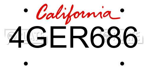 4GER686 California License Plate