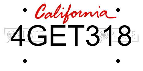 4GET318 California License Plate