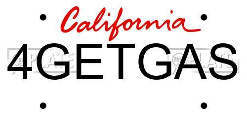 4GETGAS California License Plate