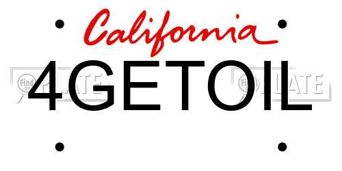 4GETOIL California License Plate