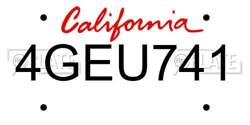 4GEU741 California License Plate