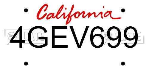 4GEV699 California License Plate
