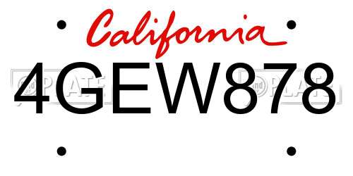 4GEW878 California License Plate